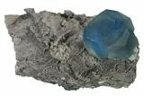 Blue-Green Cuboctahedral Fluorite on Sparkling Quartz - China #161784-1